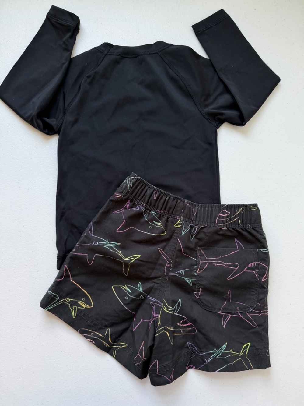 Hanna Andersson Ombré Shark Swim Set Long Sleeve Rash Guard & Trunks 90 (3) - Picture 6 of 7